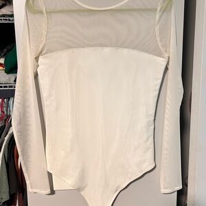 Abercrombie & Fitch Cream Sheer Bodysuit